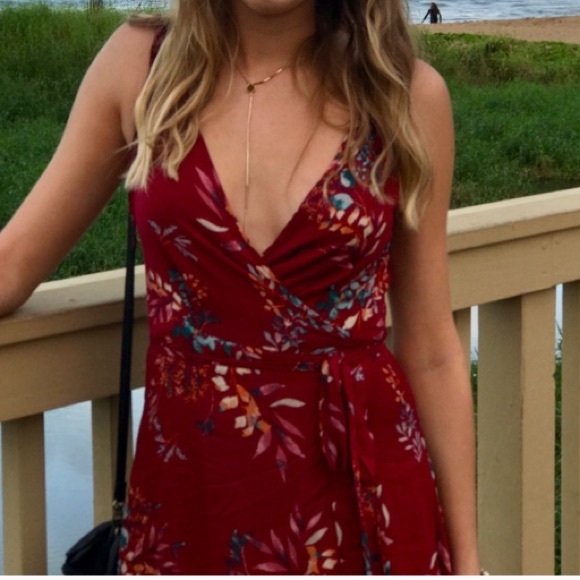 ❤️Lulus Amal Burgundy Floral Print Dress - Picture 5 of 9